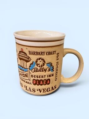 VINTAGE 1970’s stoneware LAS Vegas casinos souvenir ceramic coffee cup mug